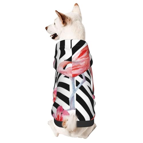 Hundepullover mit tropischem Wasserfarben-Motiv, rosa Flamingo und Hibiskusblume, Winter-Hundepullover, Haustier-Sweatshirt, Hundebekleidung von CFAN
