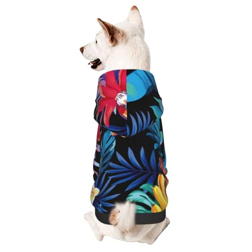 Hundepullover mit tropischen Früchten, Palmenblättern und Blumen, für den Winter, Welpen, Kapuzenpullover, Haustier-Sweatshirt, Kleidung für kleine und mittelgroße Hunde von CFAN