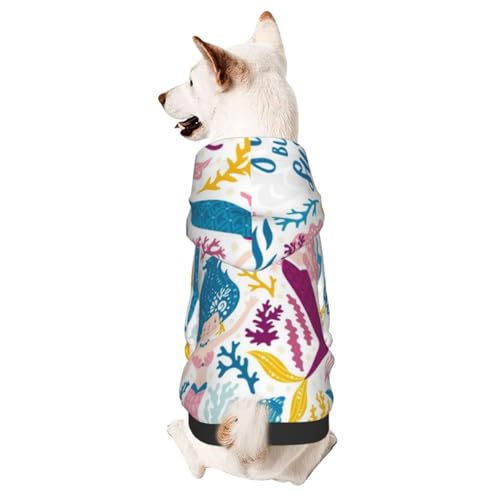 Niedliche Meerjungfrauen und Meerespflanzen Basic Hunde-Kapuzenpullover, Hundekleidung für Welpen, Kätzchen, kleine, mittelgroße Hunde und Katzen von CFAN