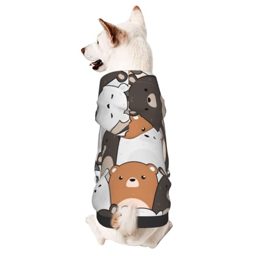 Niedlicher Kawaii-Teddybär, Panda, Polar und Grizzly Basic Hunde-Kapuzenpullover, Hundekleidung für Welpen, Kätzchen, kleine, mittelgroße Hunde, Katzen von CFAN