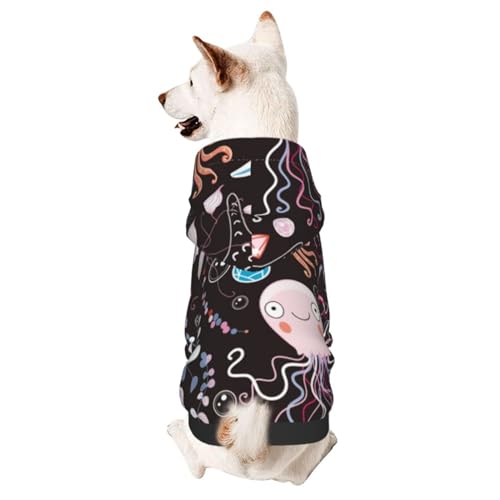 Oktopus und Quallen Basic Hund Hoodie Hundekleidung für Welpen Kätzchen Kleine Mittlere Hunde Katzen von CFAN