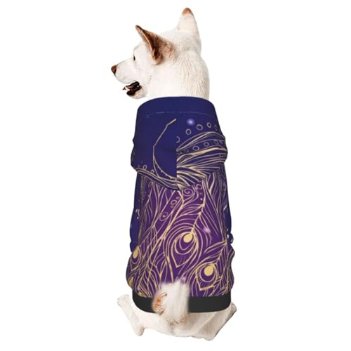 Pullover für kleine Hunde, Motiv: goldener Pfau, Vogel, Mandala, Blumenmuster, für den Winter, Hunde-Kapuzenpullover mit Kapuze von CFAN