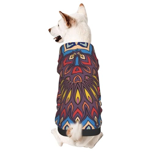 Pullover für kleine Hunde, Retro-Mandala-Blumenmuster, für den Winter, Hunde-Kapuzenpullover, Haustierkleidung, Welpen-Sweatshirt mit Kapuze von CFAN
