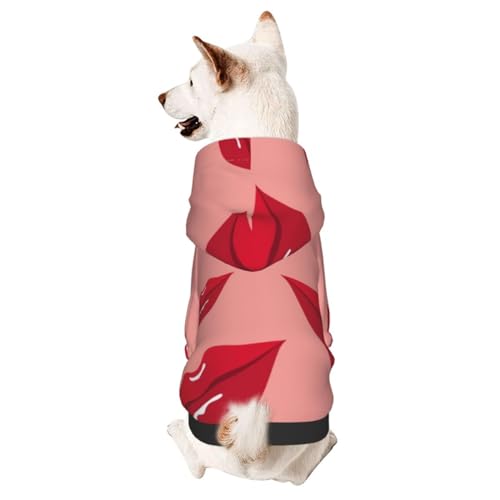 Pullover für kleine Hunde mit Lippenmuster, Hunde-Kapuzenpullover, Haustierkleidung, Welpen-Sweatshirt mit Kapuze von CFAN