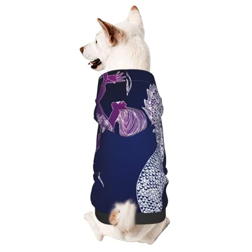 Schöne Meerjungfrau mit Mond Hunde-Kapuzenpullover für kleine und mittelgroße Hunde von CFAN
