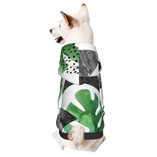 Wasserfarbener, tropisches Blättermuster, Hunde-Kapuzenpullover für Welpen, Kätzchen, kleine, mittelgroße Hunde und Katzen Wasserfarbener, tropisches Blättermuster, Hunde-Kapuzenpullover für Welpen, Kätzchen, kleine, mittelgroße Hunde und Katzen von CFAN
