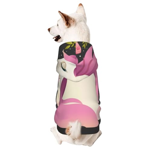 Wasserfarbener, warmer Kapuzenpullover mit Einhornkopf und Blumenkranz, für kleine und mittelgroße Hunde von CFAN