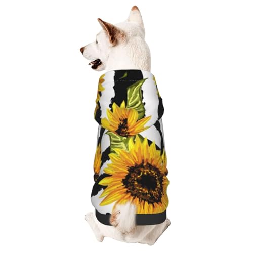 Wintermantel mit Kapuze, Vintage-Sonnenblumen, abstraktes Blumenmuster, Hundekleidung für kleine Hunde, Haustier-Kapuzenpullover, Katzenbekleidung von CFAN