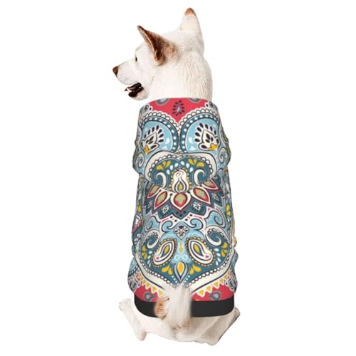 Wintermantel mit Kapuze, indisches Blumenmuster, Paisleymuster, ethnisches Mandala-Ornament, Hundekleidung für kleine Hunde, Haustier-Kapuzenpullover, Katzenbekleidung von CFAN