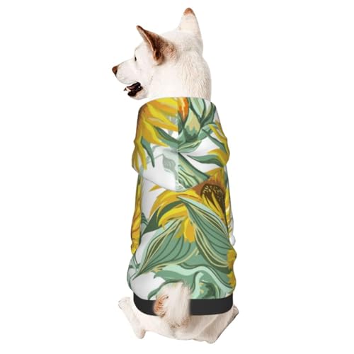 Wintermantel mit Kapuze und Sonnenblumen-Motiv, gelbe Sonnenblumen, Hundebekleidung für kleine Hunde, Haustier-Kapuzenpullover, Katzenbekleidung von CFAN