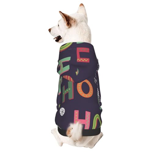 Wintermantel mit buntem Hohoho-Muster, Weihnachtsmann mit Kapuze, Hundekleidung für kleine Hunde, Haustier-Kapuzenpullover, Katzenbekleidung von CFAN