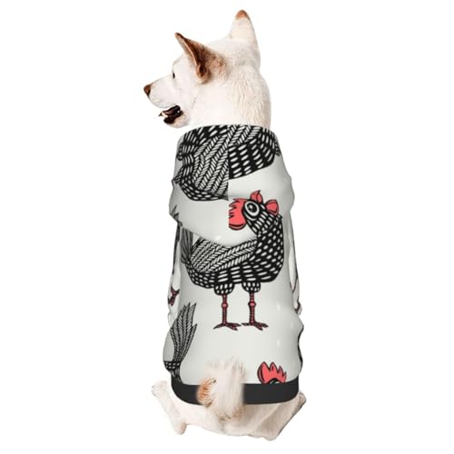 Winterpullover mit Huhn-Muster, für kleine Hunde, mit Kapuze von CFAN