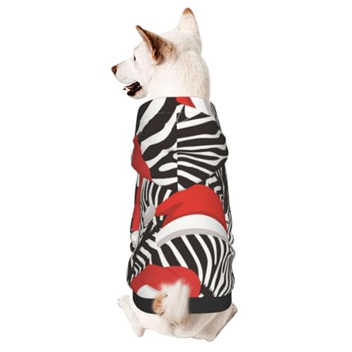 Zebra trägt Weihnachtsmannmützen, Savanne, gestreiftes Muster, Winter, für kleine Hunde, Kapuzenpullover, Haustierkleidung, Welpen-Sweatshirt mit Kapuze von CFAN