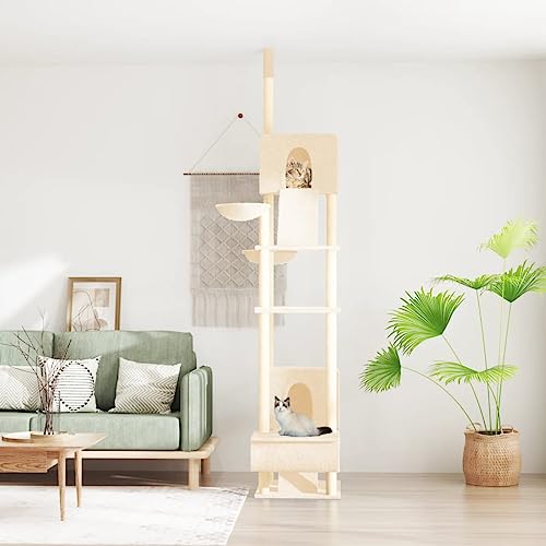 Animals & Pet Supplies Katzenbaum, Boden bis Decke, 277-303 cm, cremefarben von CFODOJ