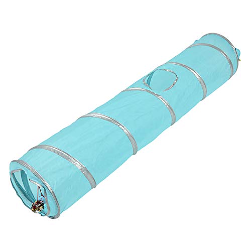 CFTGIW 120 cm Faltkatze Crinkle Tunnel Spielzeug mit B und Loch Kätzchen Katzenspielzeug Blau Mehr für Katz (Blue) von CFTGIW