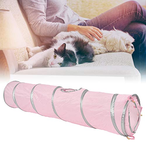 CFTGIW 120 cm Faltkatze Crinkle Tunnel Spielzeug mit B und Loch Kätzchen Katzenspielzeug Blau Mehr für Katz (PINK) von CFTGIW