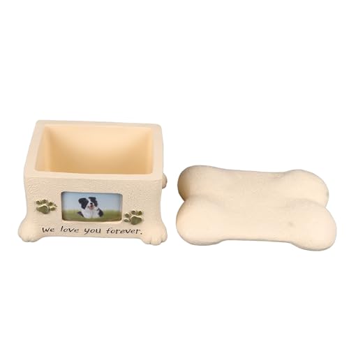 Pet Memorial Urne für Hundäsche Haustier Urnen Box Hunde Asche Keepsake Box Hundeurne mit 2 Pfoten Foto Display Knochengeformte Lid -Fotoanzeige: Perso Pet Memorial Urnsdog Ashes von CFTGIW