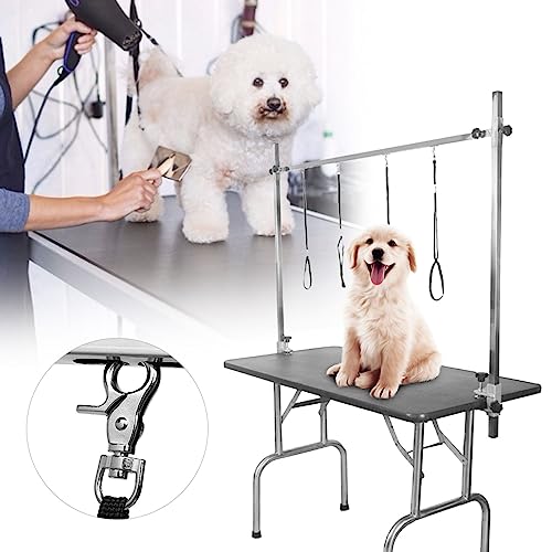 CFTGIW Stainl Steel Pet Preking Tisch Beauty Desk Höhe Klemmhalter für Hundekatze 1,2m Tisch Pet Peilsamen Armdog Pflegetisch Armgrooming Tischhalterpeth Pflegetisch (1,15 m Tischstand) von CFTGIW