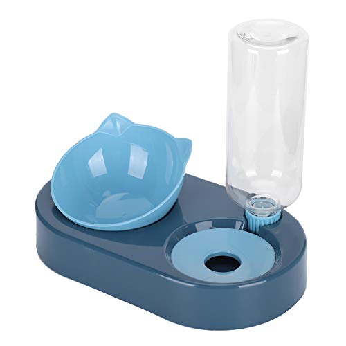 Double Cat Bowls und Food Bowl Set Automatischer Spender Flasche Pet Feederbox Verpackung Blaues Doppel -Katzenschalen und Food Bowl Setpet Automatic Spender Petpet Feederet Schüssel mit (Blue) von CFTGIW