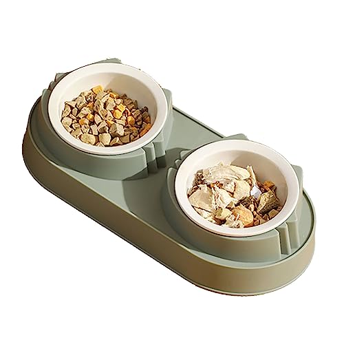 Double Pet Bowl Großer Kaliber Slip S Proof Haustier Futter Schüssel Set für Haustiere Hunde Katzen Grüne Doppelkatze Bowllble Hunde Bowlouble Pet Bowlpet Food Schüssel (Green) von CFTGIW