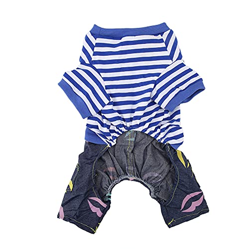 Hundepupfkatze Streifen Pyjamas Jumpsuit SM Haustier Baumwollkleidung Kostüm usw. Welpenhund C Pet Pyjamas Hund (L) von CFTGIW
