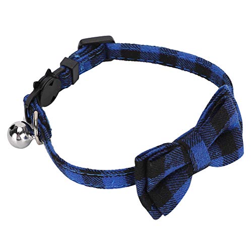Katzen Niedliche Bogenkragen Plaid Krawatte Weiches Stoff Bowtie mit Bell Haustier Dekoration Suppliesblue Pet Collarscat Bowtiecat Krawatte Halsklear Accessoires Material (Blauer Scheck) von CFTGIW