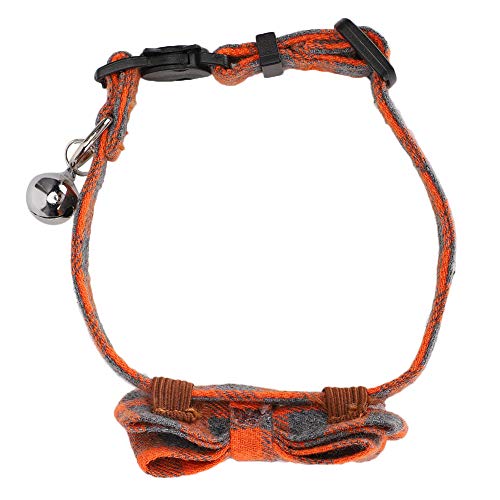 Katzen Niedliche Bogenkragen Plaid Krawatte Weiches Stoff Bowtie mit Bell Haustier Dekoration Suppliesblue Pet Collarscat Bowtiecat Krawatte Halsklear Accessoires Material (Orangengitter) von CFTGIW