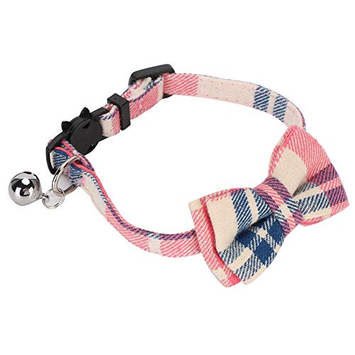 Katzen Niedliche Bogenkragen Plaid Krawatte Weiches Stoff Bowtie mit Bell Haustier Dekoration Suppliesblue Pet Collarscat Bowtiecat Krawatte Halsklear Accessoires Material (Rosa kariert) von CFTGIW