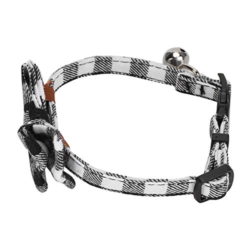 Katzen Niedliche Bogenkragen Plaid Krawatte Weiches Stoff Bowtie mit Bell Haustier Dekoration Suppliesblue Pet Collarscat Bowtiecat Krawatte Halsklear Accessoires Material (Schwarz -weiß kariert) von CFTGIW