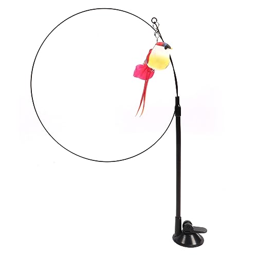 Katzenstab Federspielzeug Interaktive F Handspielzeug Für Handspielzeug mit Saugbecher Für Innenkatze Feder Feather Toycat Toycat -Zauberstab Federnspielzeug mit Saug Cupcat Zauberstab (Rot) von CFTGIW