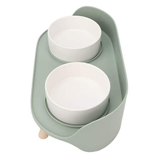 Keramik Katze Erhöhte Schalen S Halswirbelsäule Doppelfutter Erhöhte Schüsseln für Katzenbedarf Grün ohne Keramik Katze Schalen S Elae für Klammer (Green) von CFTGIW