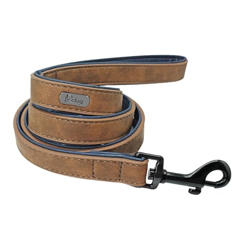 4ft Hundeleine 2-lagiges weiches Leder, Hunde-Trainingsleinen mit gepolstertem Griff for mittelgroße und große Hunde Pitbull(8,2) von CFZSALK