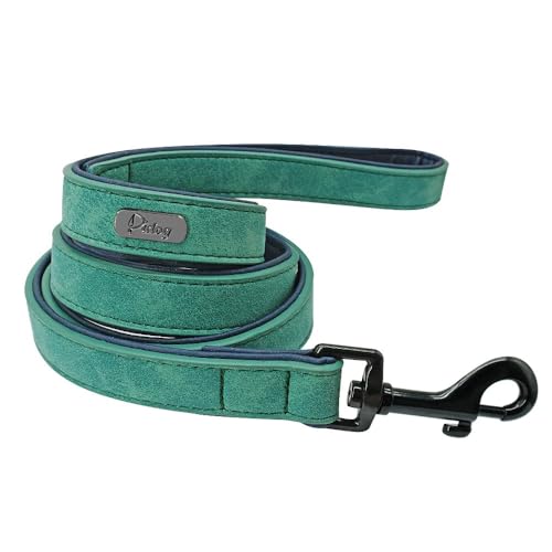 4ft Hundeleine 2-lagiges weiches Leder, Hunde-Trainingsleinen mit gepolstertem Griff for mittelgroße und große Hunde Pitbull breites hundehalsband(3,2) von CFZSALK