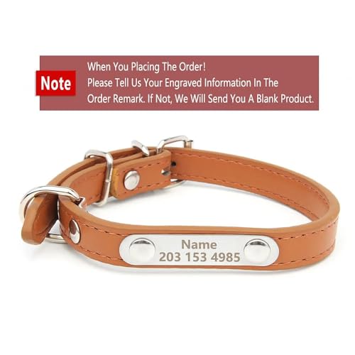 CFZSALK Graviertes Namensschild Hundehalsband for kleine, mittelgroße und große Hunde. Benutzerdefiniertes ID-Namensschild. Weiches Katzenhalsband aus PU-Leder.(2,XS) von CFZSALK