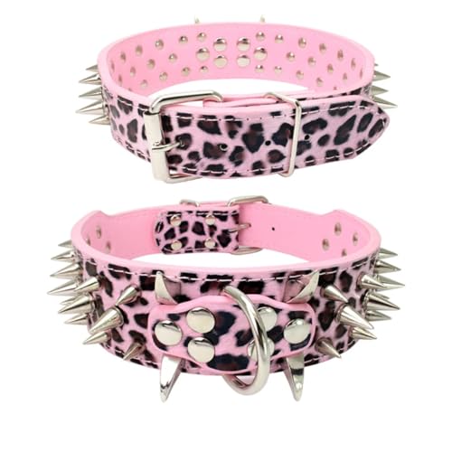 CFZSALK Hunde- und Katzenhalsband mit Spikes, Haustierhalskette for kleine und mittelgroße Hunde, Bulldoggen, verstellbares Anti-Biss-Halsband(3,M 5X61CM) von CFZSALK