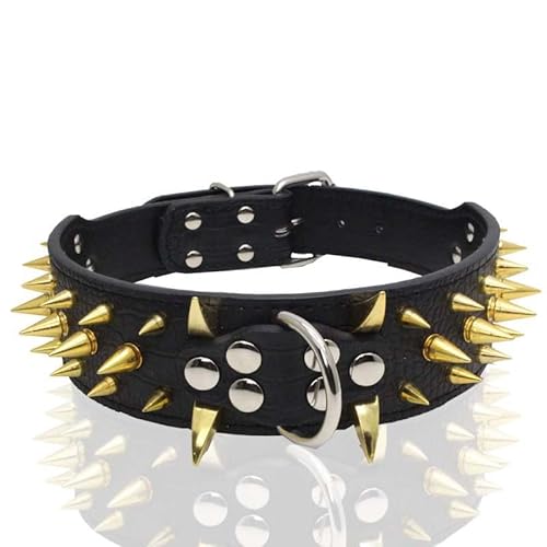 CFZSALK Hunde- und Katzenhalsband mit Spikes, Haustierhalskette for kleine und mittelgroße Hunde, Bulldoggen, verstellbares Anti-Biss-Halsband(J,XS 5X51CM) von CFZSALK