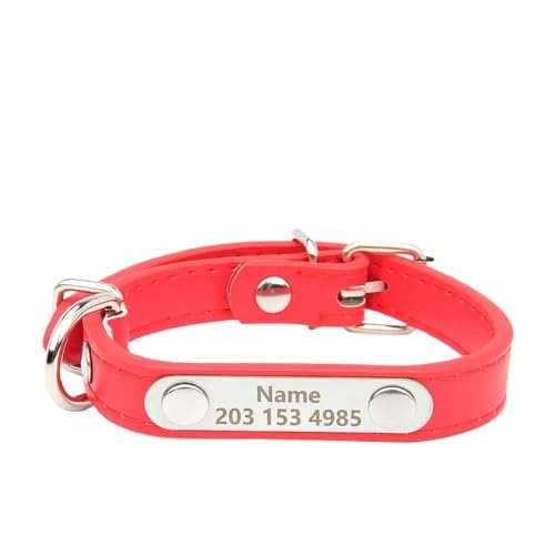 Graviertes Namensschild Hundehalsband for kleine, mittelgroße und große Hunde. Benutzerdefiniertes ID-Namensschild. Weiches Katzenhalsband aus PU-Leder.(1,2) von CFZSALK