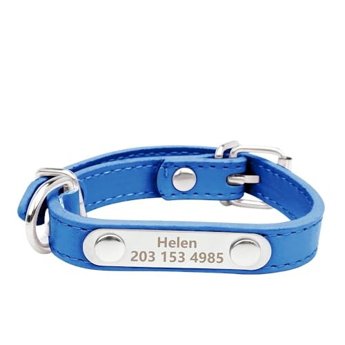 Graviertes Namensschild Hundehalsband for kleine, mittelgroße und große Hunde. Benutzerdefiniertes ID-Namensschild. Weiches Katzenhalsband aus PU-Leder.(5,3) von CFZSALK