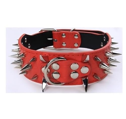 Hunde- und Katzenhalsband mit Spikes, Haustierhalskette for kleine und mittelgroße Hunde, Bulldoggen, verstellbares Anti-Biss-Halsband(1,M 5X61CM) von CFZSALK