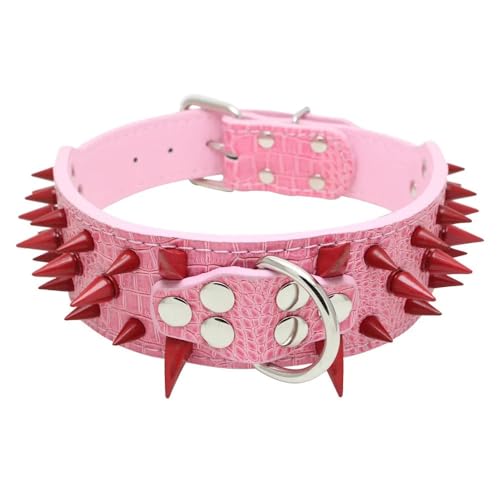 Hunde- und Katzenhalsband mit Spikes, Haustierhalskette for kleine und mittelgroße Hunde, Bulldoggen, verstellbares Anti-Biss-Halsband(HF,L 5X66CM) von CFZSALK