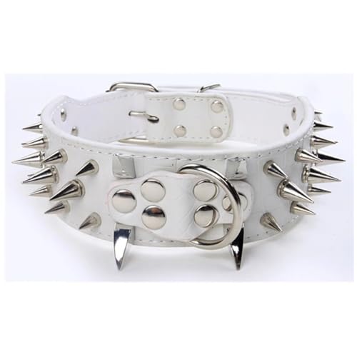 Hunde- und Katzenhalsband mit Spikes, Haustierhalskette for kleine und mittelgroße Hunde, Bulldoggen, verstellbares Anti-Biss-Halsband(WE,S 5X56CM) von CFZSALK