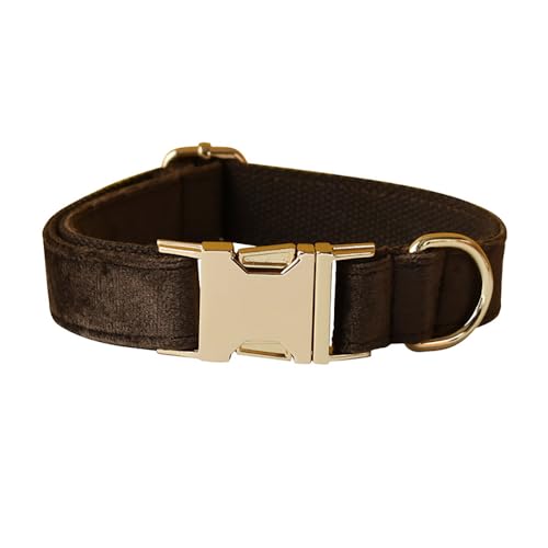 Personalisiertes Hundehalsband, Haustierhalskette, verstellbar, individuelle ID-Tag-Gravur, superweiches Hundezubehör mit Namen breites hundehalsband(Chocolate Collar,3) von CFZSALK