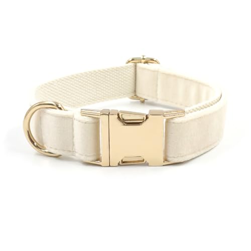Personalisiertes Hundehalsband, Haustierhalskette, verstellbar, individuelle ID-Tag-Gravur, superweiches Hundezubehör mit Namen breites hundehalsband(Cream Collar,XS) von CFZSALK