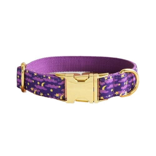 Personalisiertes Hundehalsband, passende Haustierleine, personalisierte Metallschnalle mit Kontakten, lila Halsband in Mondnacht breites hundehalsband(Collar,XS) von CFZSALK