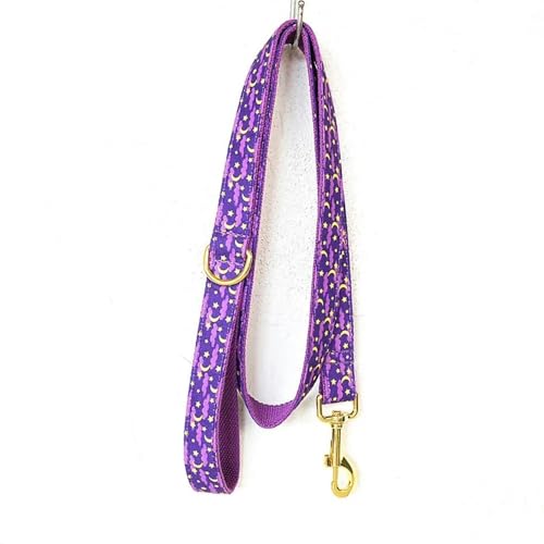 Personalisiertes Hundehalsband, passende Haustierleine, personalisierte Metallschnalle mit Kontakten, lila Halsband in Mondnacht breites hundehalsband(Leash,3) von CFZSALK
