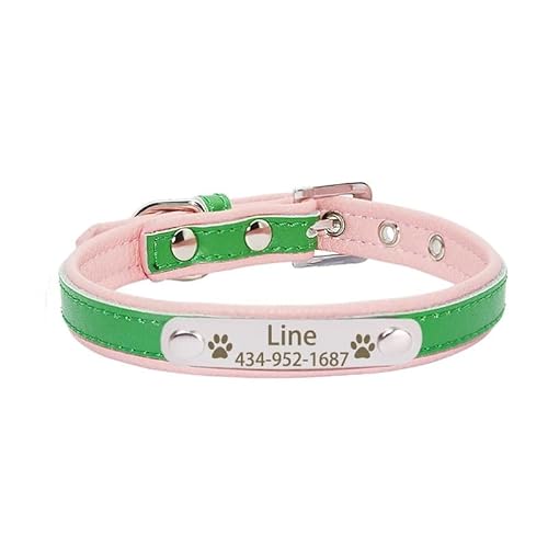 Personalized Tag Pet Dog Collar for Small Medium Large Dogs Custom ID Nameplate Soft Leather Puppy Cat Dog Collar(3,2) von CFZSALK