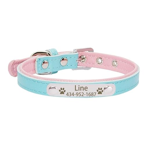 Personalized Tag Pet Dog Collar for Small Medium Large Dogs Custom ID Nameplate Soft Leather Puppy Cat Dog Collar(5,3) von CFZSALK