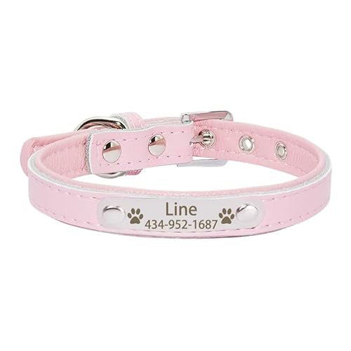 Personalized Tag Pet Dog Collar for Small Medium Large Dogs Custom ID Nameplate Soft Leather Puppy Cat Dog Collar(7,1) von CFZSALK