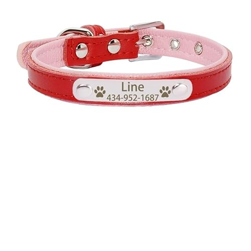 Personalized Tag Pet Dog Collar for Small Medium Large Dogs Custom ID Nameplate Soft Leather Puppy Cat Dog Collar breites hundehalsband(7,XS) von CFZSALK