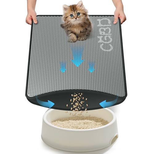 CGBD Katzentoilettenmatte, doppellagig, Wabendesign, urinfest und rutschfest, leicht zu reinigen, wasserdicht, Katzenzubehör und wichtige Dinge, 76,2 x 61 cm, Grau von CGBD